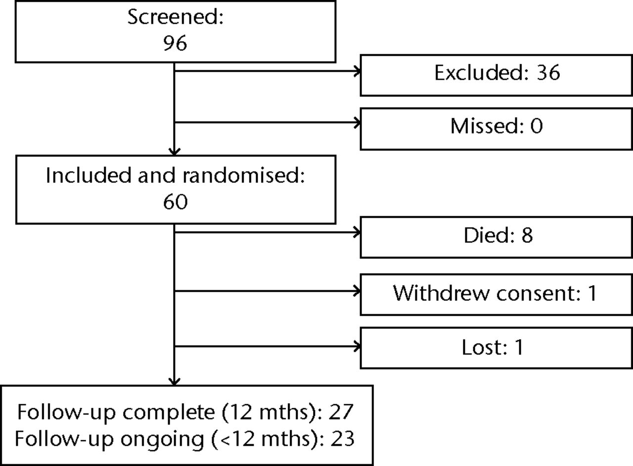 Fig. 1 
            Flow chart of participants in
the trial.
          