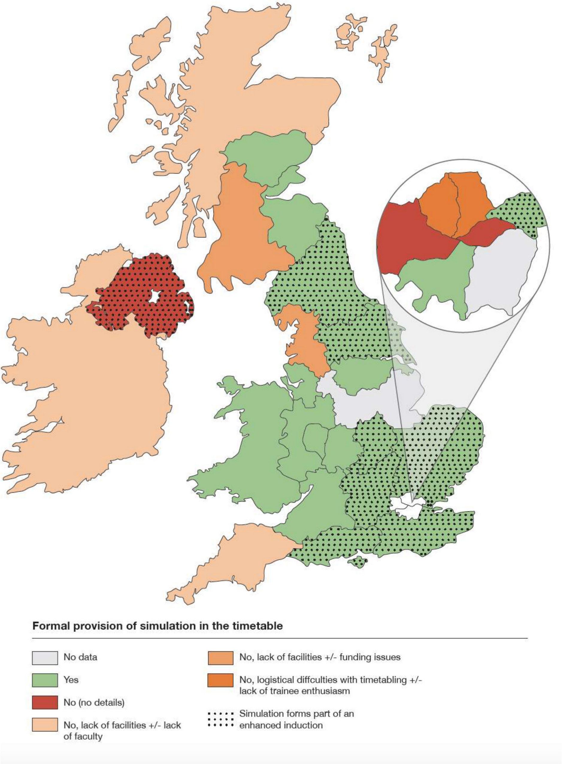 Fig. 3 
            Provision within training timetable and barriers to delivery.
          