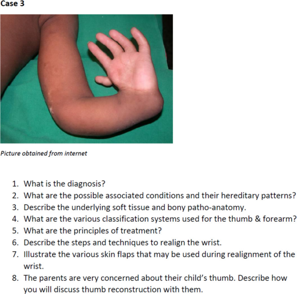 Fig. 1 
            Example of a case worksheet used to stimulate thinking and self-directed learning around uncommon clinical cases. These worksheets are sent out via email and can be completed remotely. Feedback is provided by email or through a teleconferencing session. The worksheets are designed to cover a wide range of issues, and an “open book” format is encouraged.
          